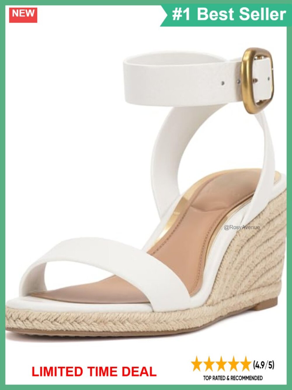 Wedge Espadrille Sandals Leather Ankle Strap Open Toe Heels